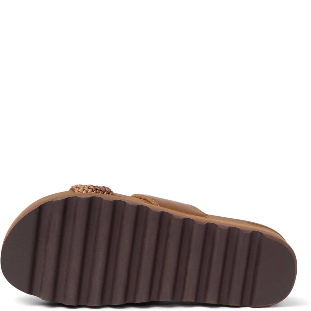 NEW REEF women's cushion vista hi sandals in chocolate/tan braid - Picture 3 of 4